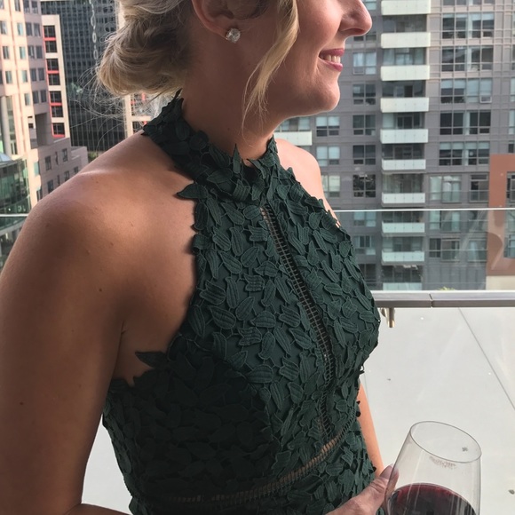 Bardot Hunter Green lace halter dress. Size 6. - Picture 4 of 7